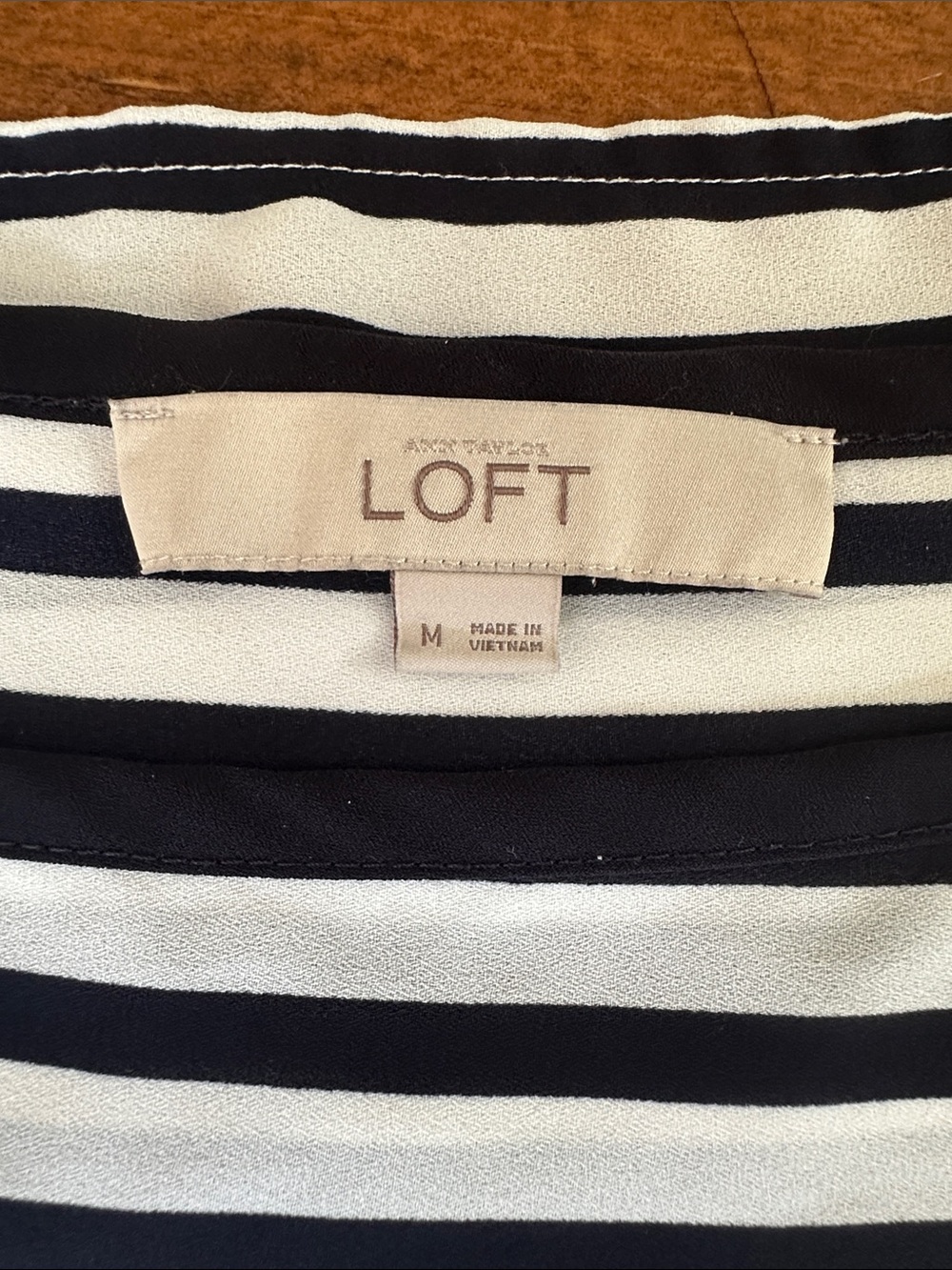 LOFT Navy and White Striped Top